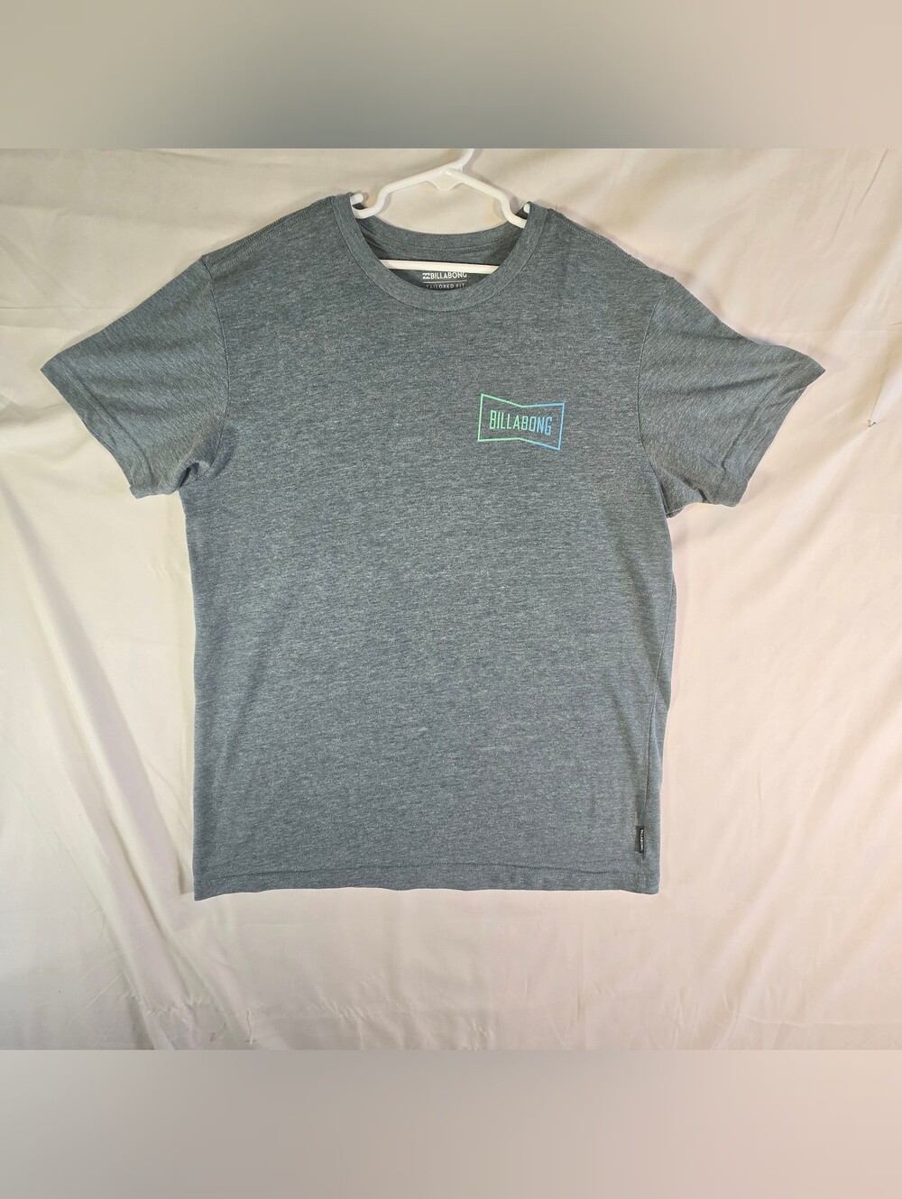 Billabong Heather Gray Short Sleeve Tee with Teal & Blue Logo